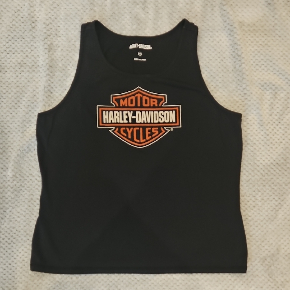 Harley-Davidson Black Tank Top Iconic Logo Womens 2XL